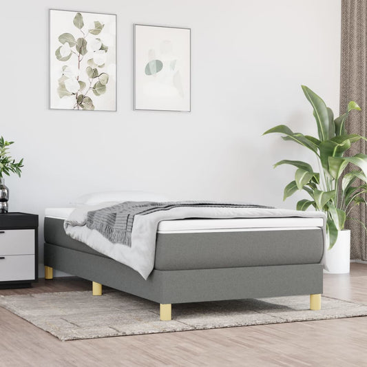 Berkfield Box Spring Bed Frame Dark Grey 90x190 cm 3FT Single Fabric