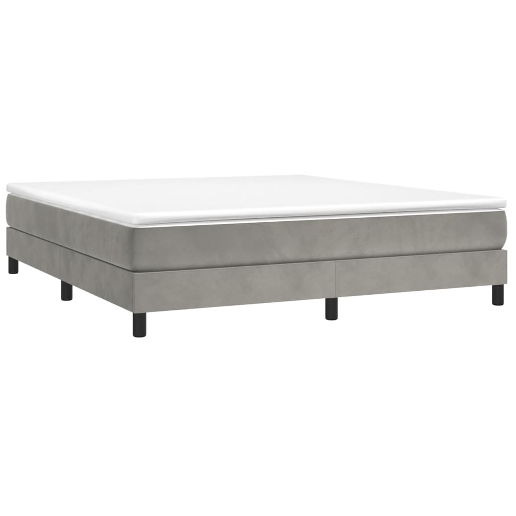 Berkfield Box Spring Bed Frame Light Grey 180x200cm 6FT Super King Velvet