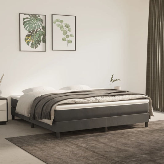 Berkfield Box Spring Bed Frame Dark Grey 180x200 cm 6FT Super King Velvet