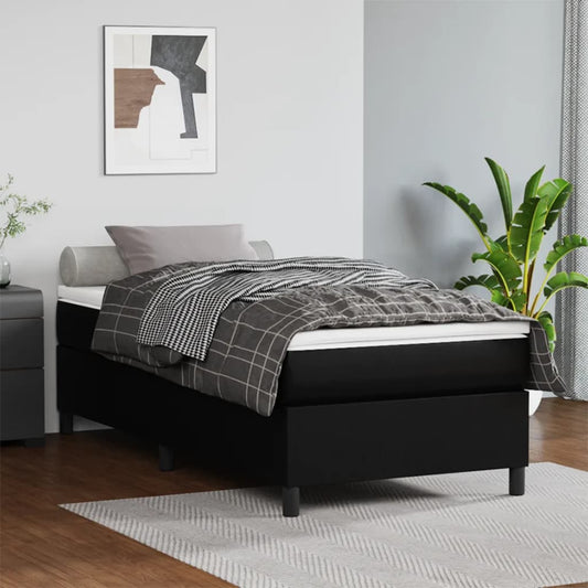 Berkfield Box Spring Bed Frame Black 90x190 cm 3FT Single Faux Leather