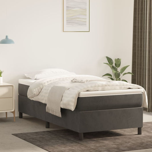 Berkfield Box Spring Bed Frame Dark Grey 90x190 cm 3FT Single Velvet