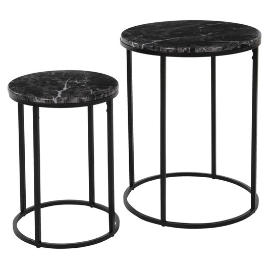 H&S Collection 2 Piece Side Table Set Black