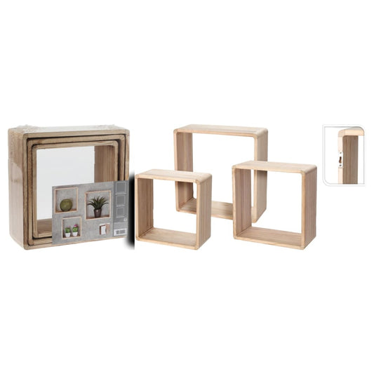 H&S Collection 3 Piece Wood Display Rack Set 28.5x28.5x12 cm Natural