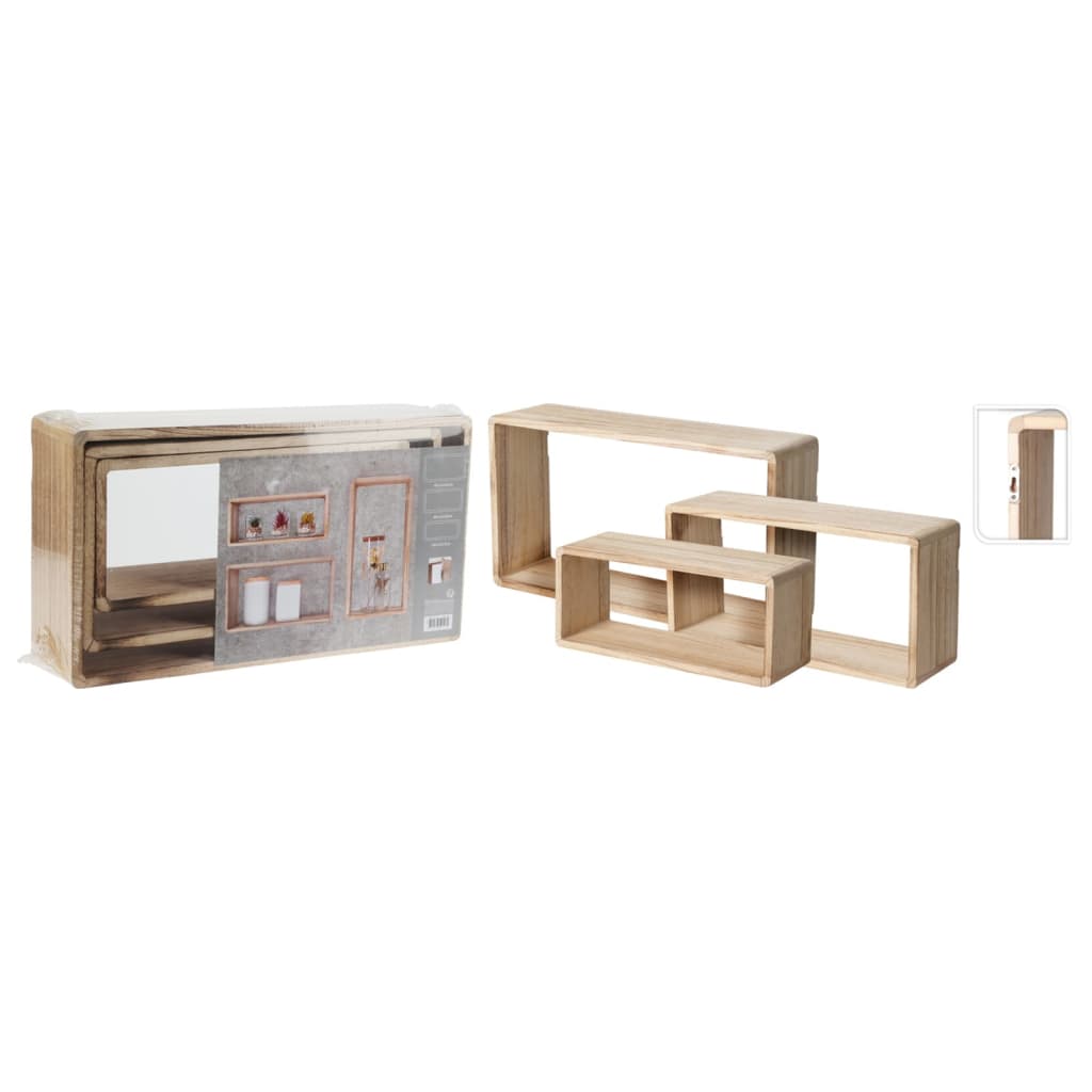 H&S Collection 3 Piece Wood Display Rack Set Natural
