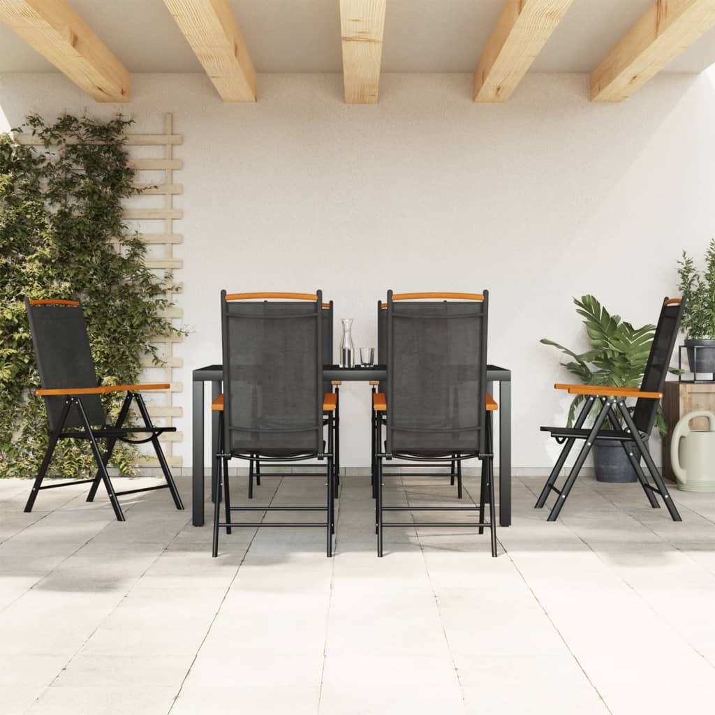Berkfield 7 Piece Garden Dining Set Black Aluminium