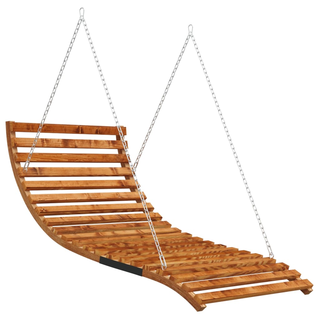 Berkfield Swing Bed with Canopy Solid Wood Spruce with Teak Finish