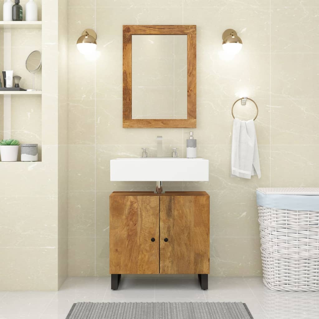 Berkfield 2 Piece Bathroom Furniture Set Solid Wood Mango