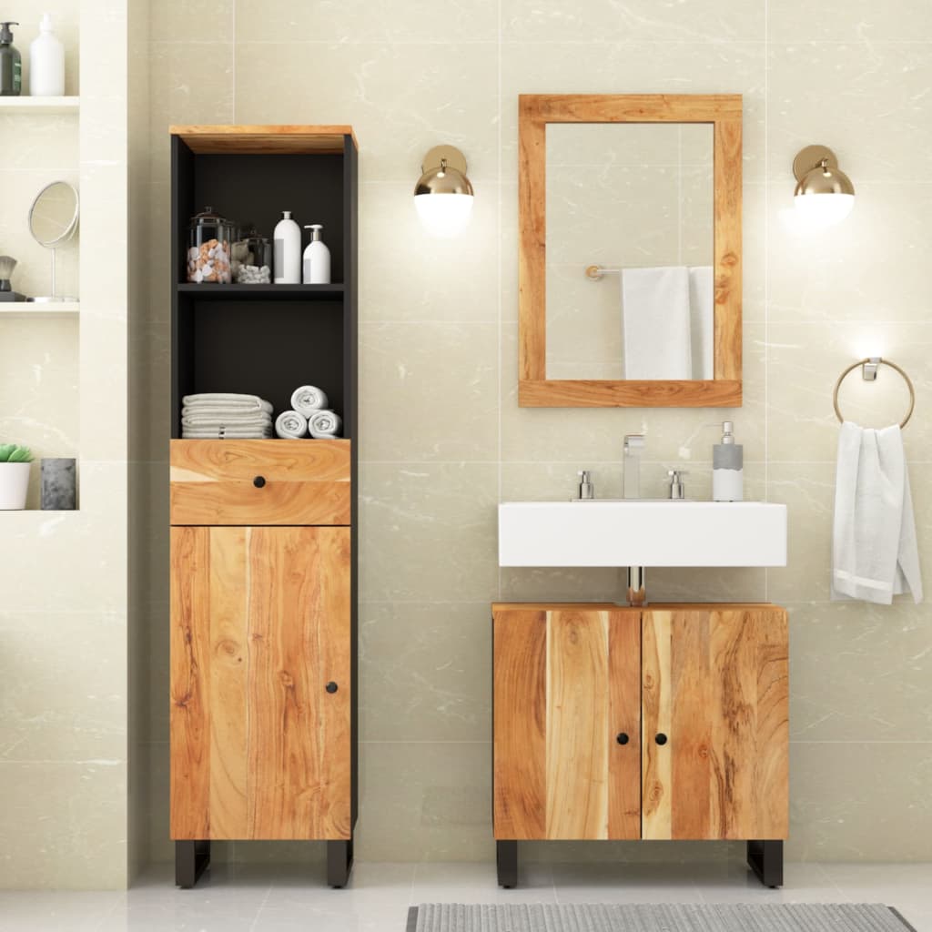 Berkfield 3 Piece Bathroom Furniture Set Solid Wood Acacia