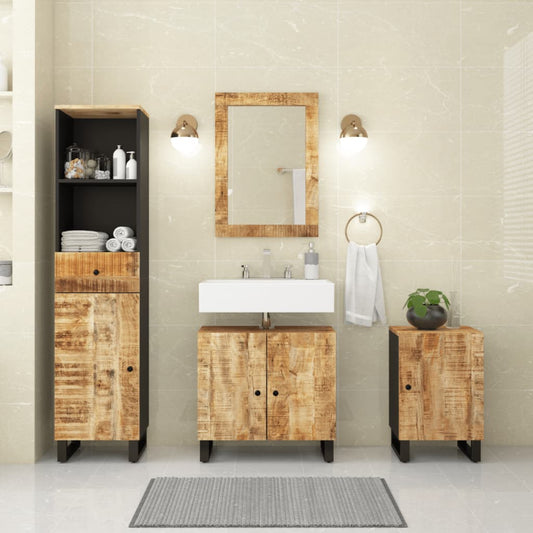 Berkfield 4 Piece Bathroom Furniture Set Solid Wood Mango