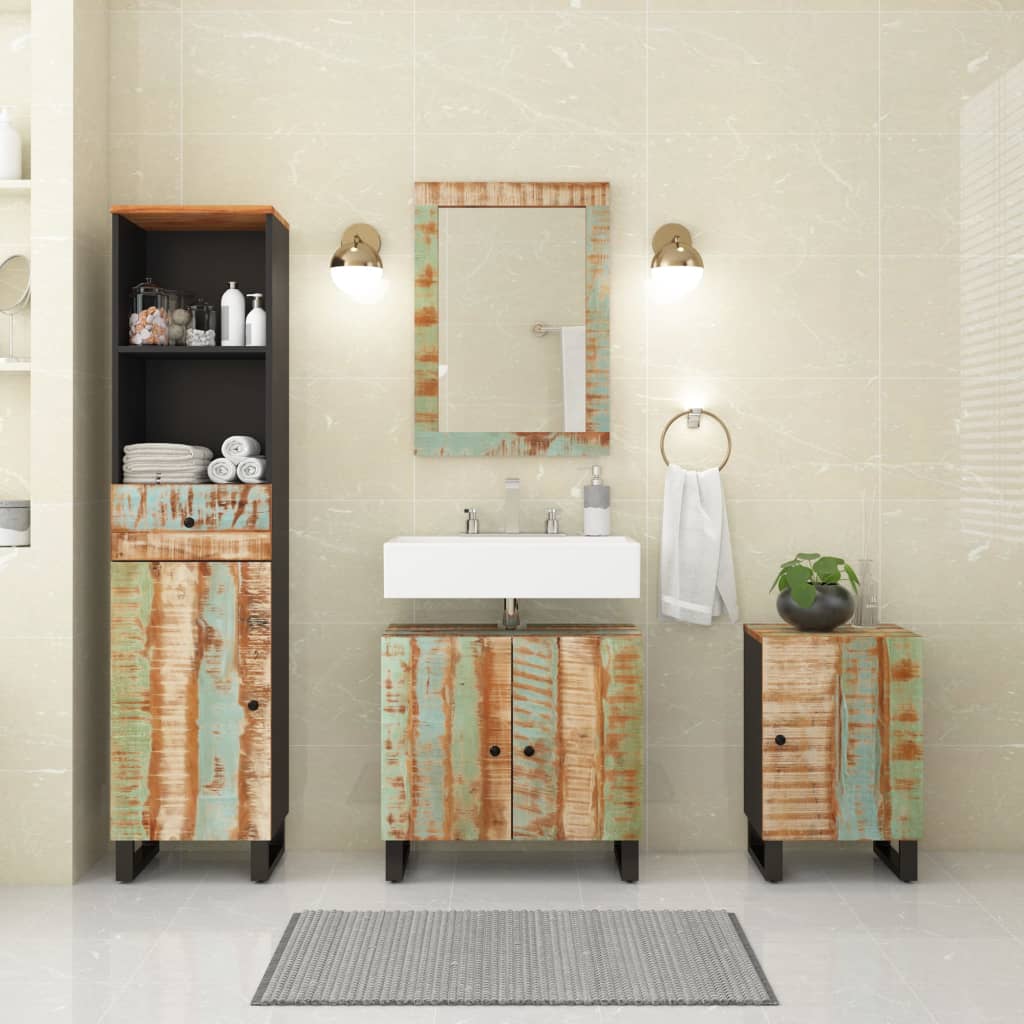 Berkfield 4 Piece Bathroom Furniture Set Solid Wood Reclaimed