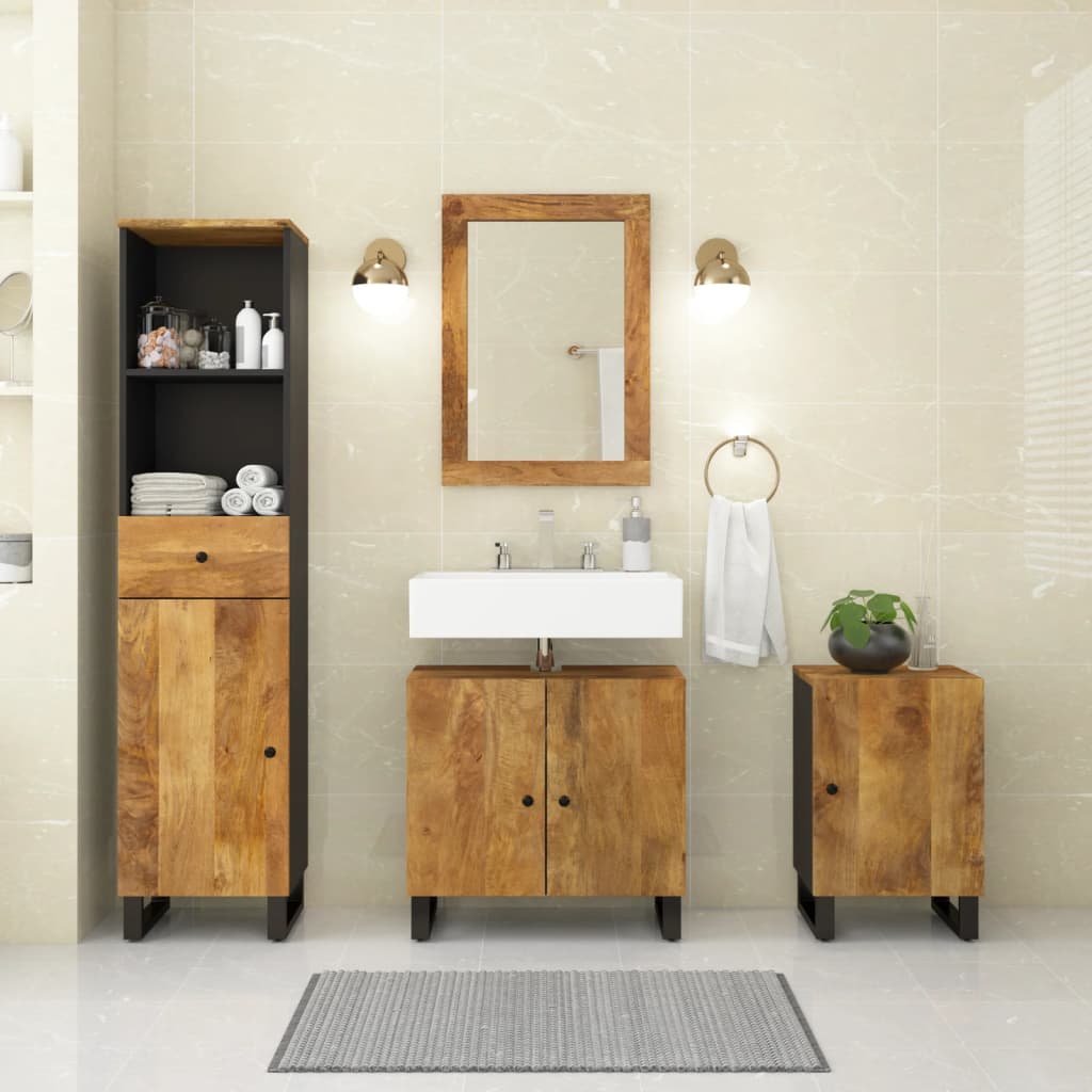 Berkfield 4 Piece Bathroom Furniture Set Solid Wood Mango
