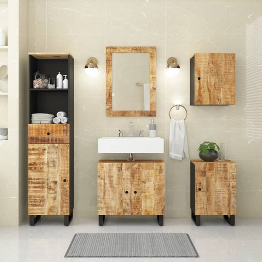 Berkfield 5 Piece Bathroom Furniture Set Solid Wood Mango