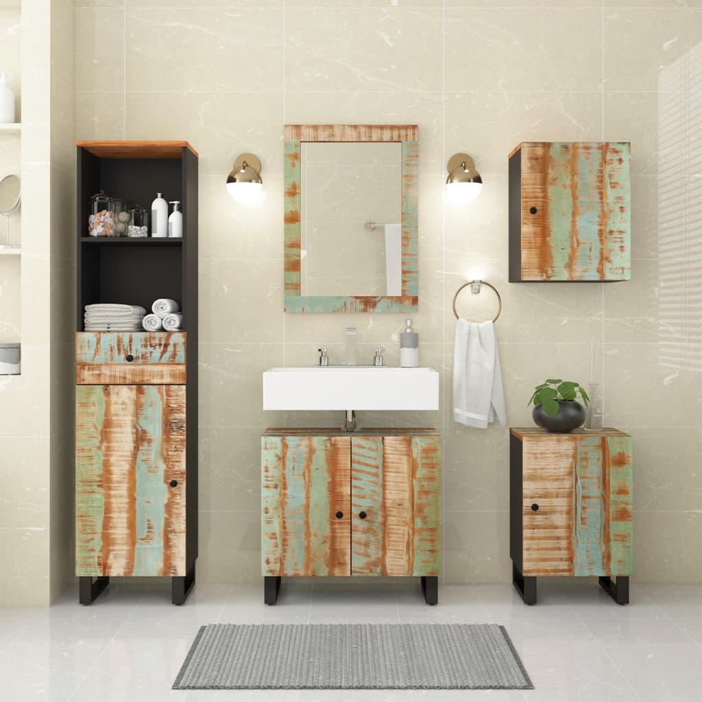 Berkfield 5 Piece Bathroom Furniture Set Solid Wood Reclaimed