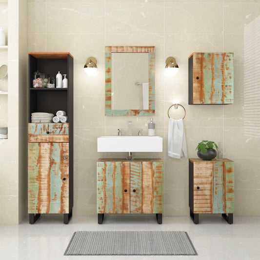 Berkfield 5 Piece Bathroom Furniture Set Solid Wood Reclaimed