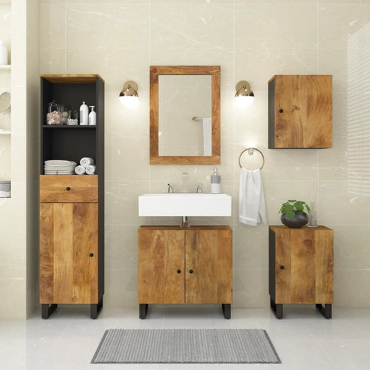 Berkfield 5 Piece Bathroom Furniture Set Solid Wood Mango