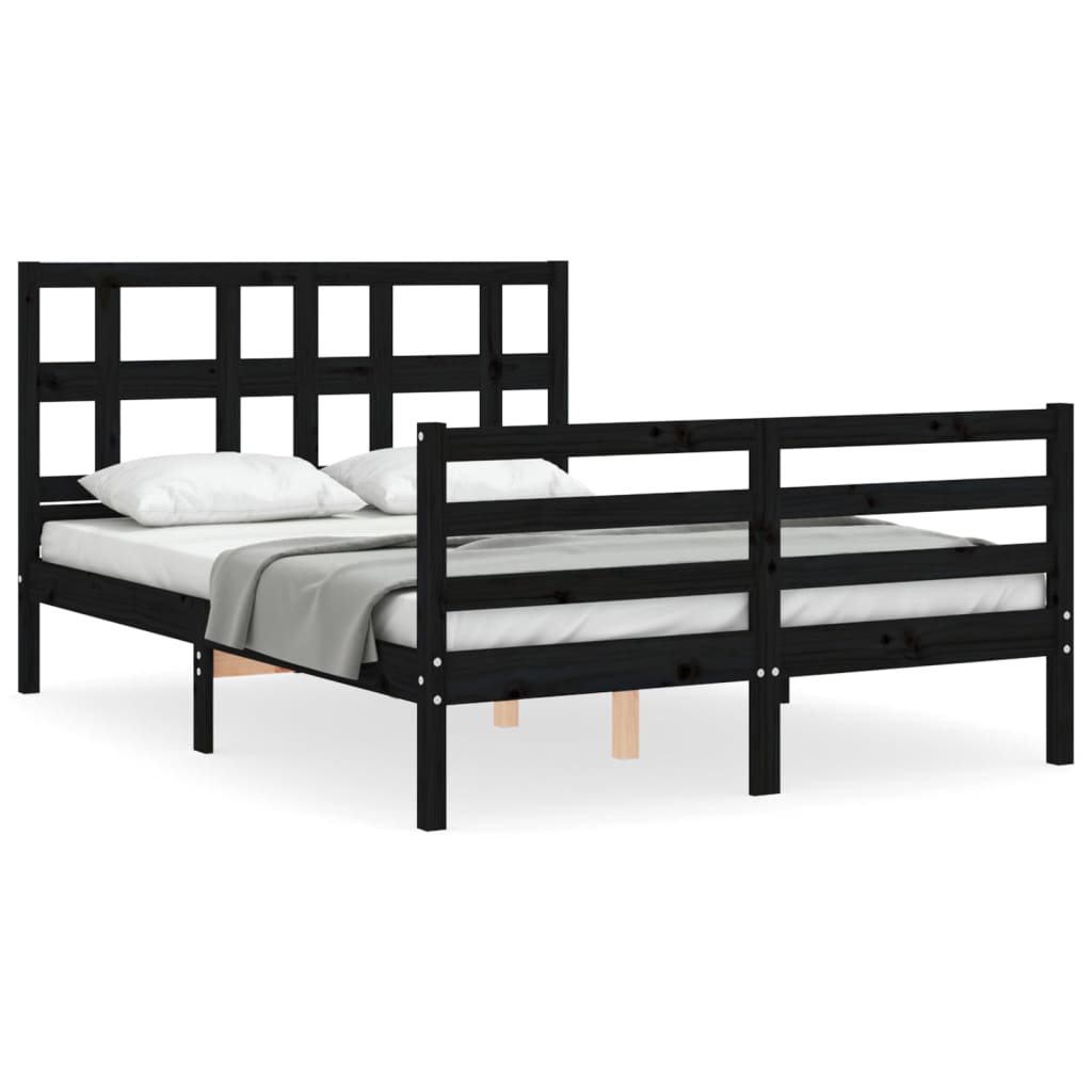 Berkfield Bed Frame with Headboard Black 120x200 cm Solid Wood