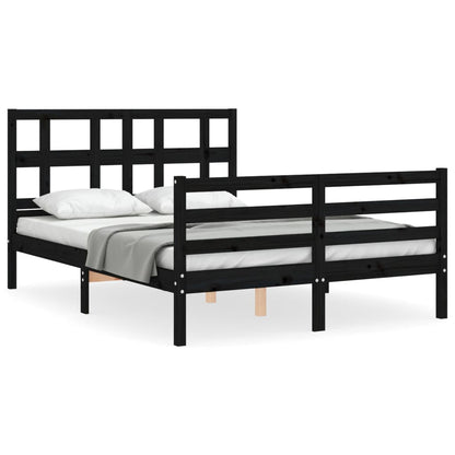 Berkfield Bed Frame with Headboard Black 120x200 cm Solid Wood