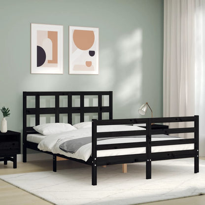 Berkfield Bed Frame with Headboard Black 120x200 cm Solid Wood