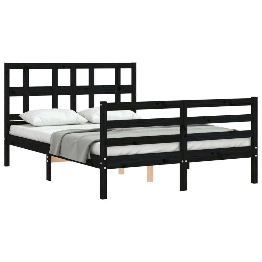 Berkfield Bed Frame with Headboard Black 120x200 cm Solid Wood