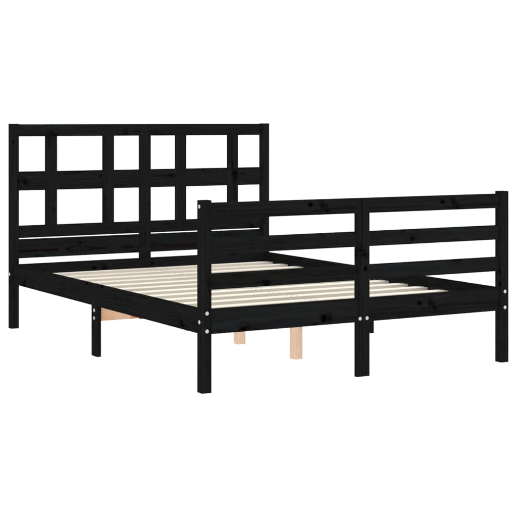 Berkfield Bed Frame with Headboard Black 120x200 cm Solid Wood
