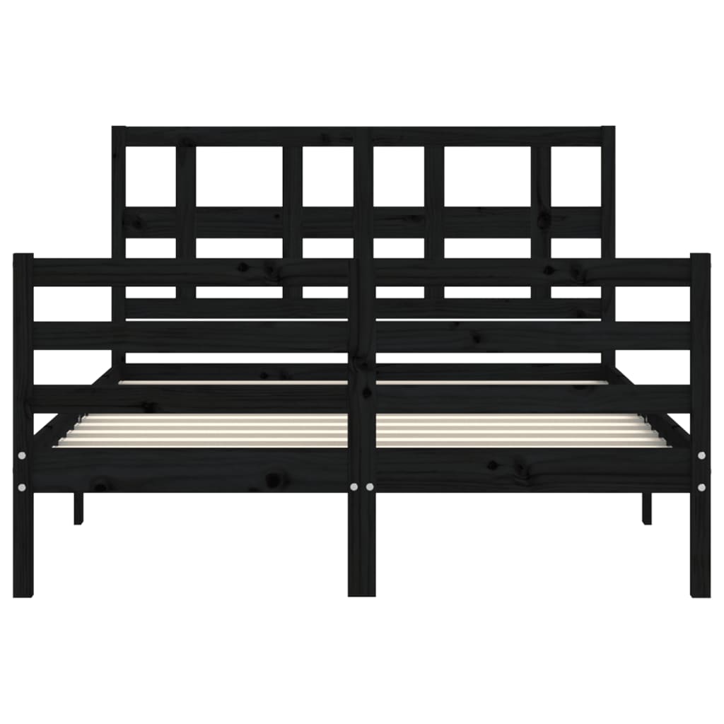 Berkfield Bed Frame with Headboard Black 120x200 cm Solid Wood