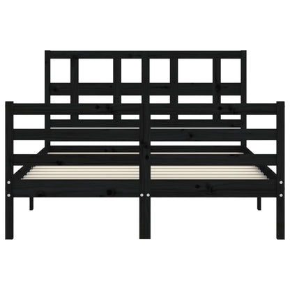 Berkfield Bed Frame with Headboard Black 120x200 cm Solid Wood
