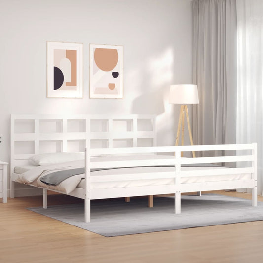 Berkfield Bed Frame with Headboard White 200x200 cm Solid Wood