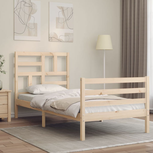 Berkfield Bed Frame with Headboard 90x200 cm Solid Wood