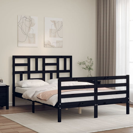 Berkfield Bed Frame with Headboard Black 120x200 cm Solid Wood