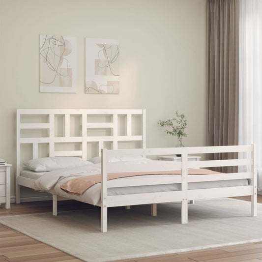 Berkfield Bed Frame with Headboard White 160x200 cm Solid Wood