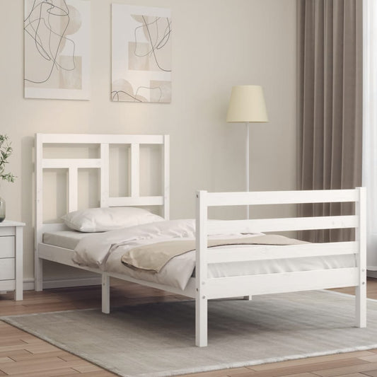 Berkfield Bed Frame with Headboard White 100x200 cm Solid Wood