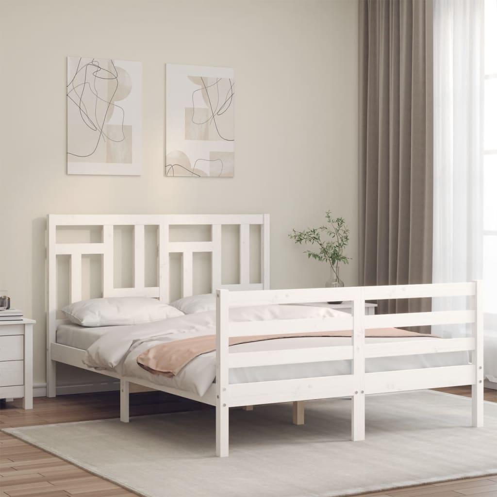 Berkfield Bed Frame with Headboard White 120x200 cm Solid Wood