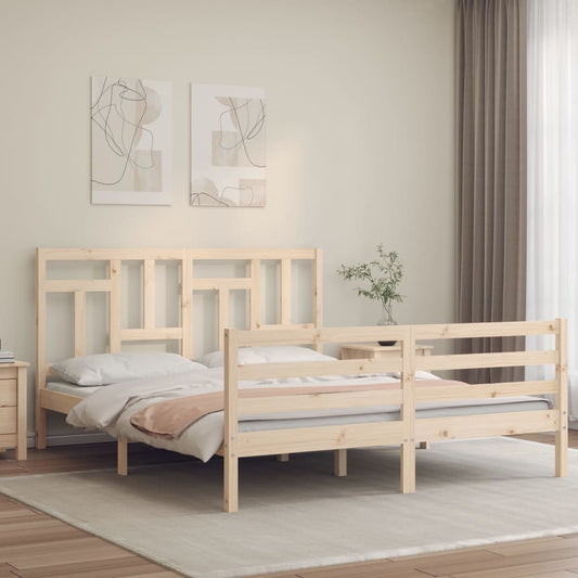 Berkfield Bed Frame with Headboard King Size Solid Wood