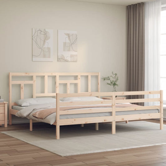 Berkfield Bed Frame with Headboard Super King Size Solid Wood
