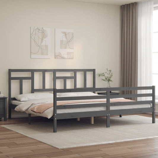 Berkfield Bed Frame with Headboard Grey 200x200 cm Solid Wood
