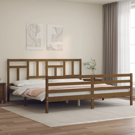 Berkfield Bed Frame with Headboard Honey Brown 200x200 cm Solid Wood