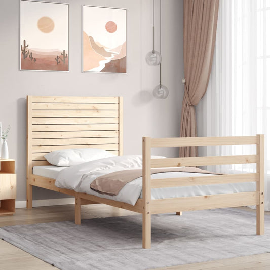 Berkfield Bed Frame with Headboard Single Solid Wood