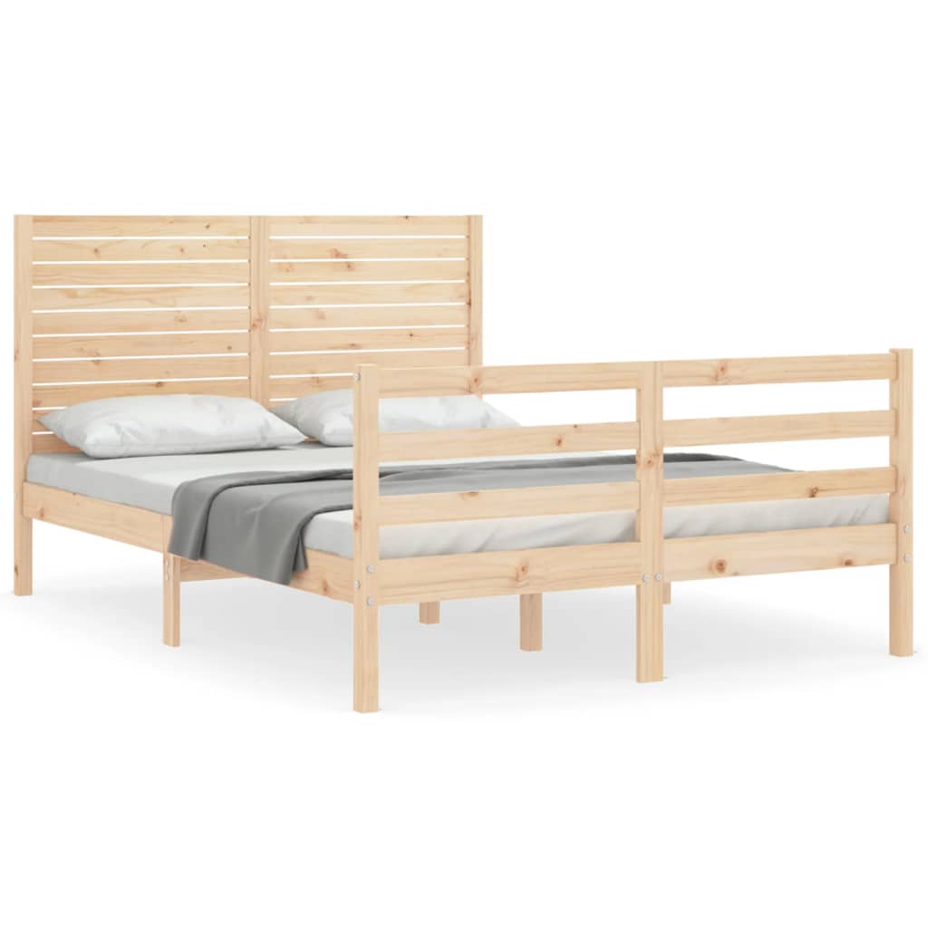Berkfield Bed Frame with Headboard Small Double Solid Wood