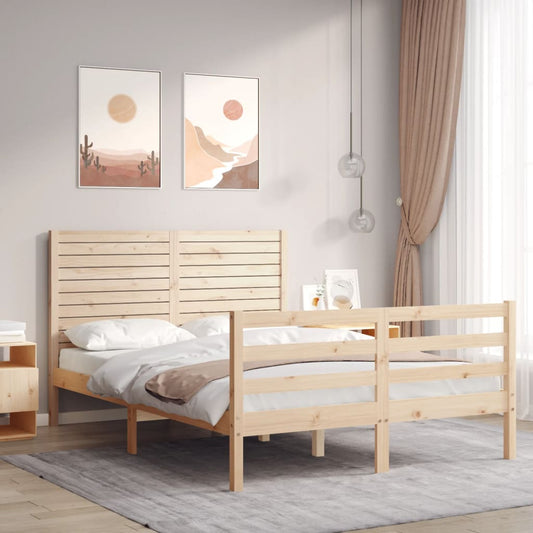 Berkfield Bed Frame with Headboard Small Double Solid Wood