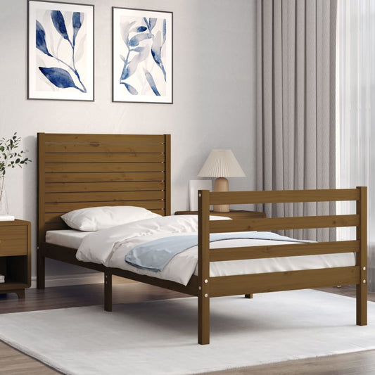 Berkfield Bed Frame with Headboard Honey Brown 100x200 cm Solid Wood