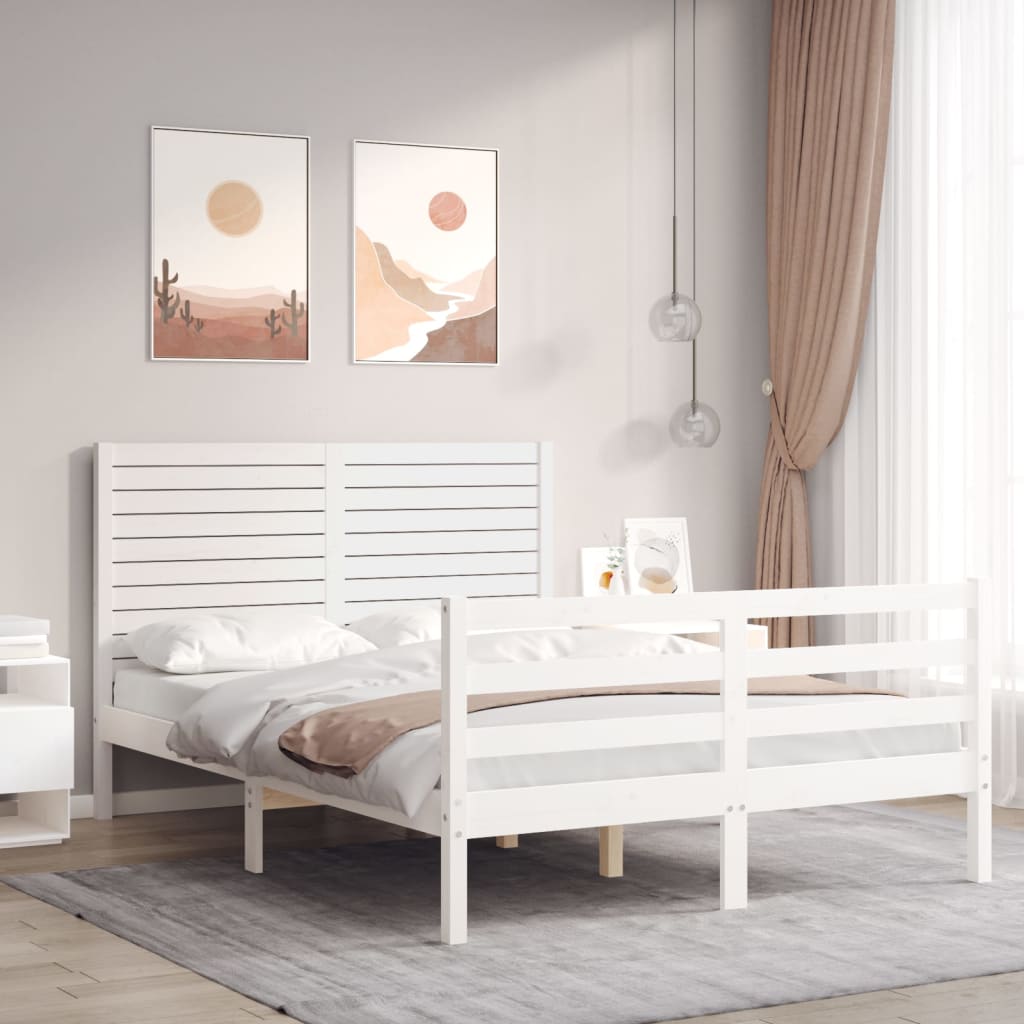 Berkfield Bed Frame with Headboard White 120x200 cm Solid Wood