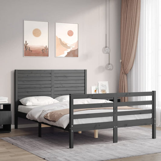 Berkfield Bed Frame with Headboard Grey 120x200 cm Solid Wood