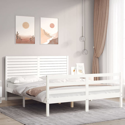 Berkfield Bed Frame with Headboard White 160x200 cm Solid Wood