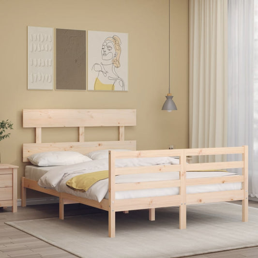 Berkfield Bed Frame with Headboard Small Double Solid Wood