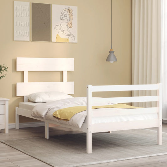 Berkfield Bed Frame with Headboard White 100x200 cm Solid Wood