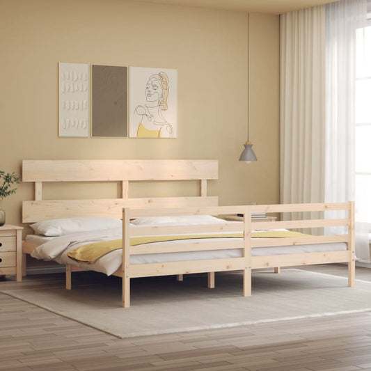 Berkfield Bed Frame with Headboard Super King Size Solid Wood