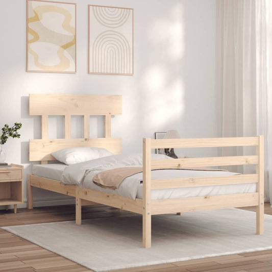 Berkfield Bed Frame with Headboard Small Single Solid Wood