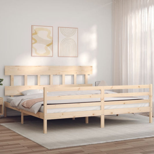 Berkfield Bed Frame with Headboard Super King Size Solid Wood