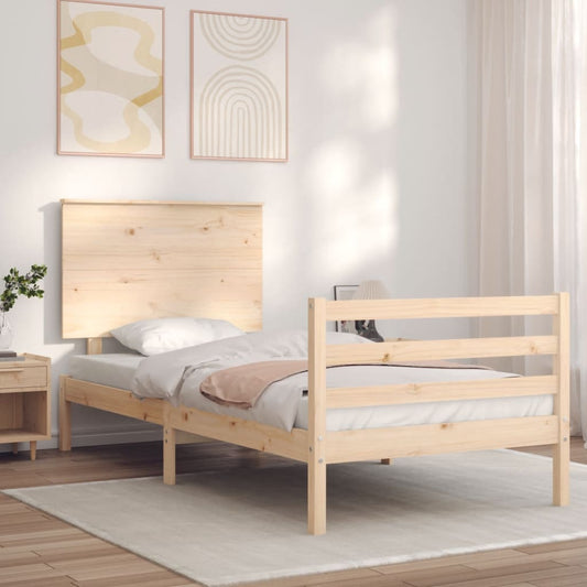 Berkfield Bed Frame with Headboard Small Single Solid Wood