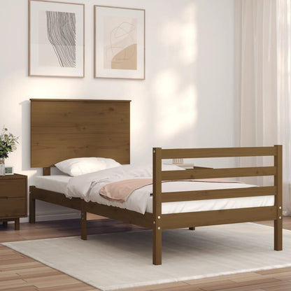 Berkfield Bed Frame with Headboard Honey Brown 90x200 cm Solid Wood
